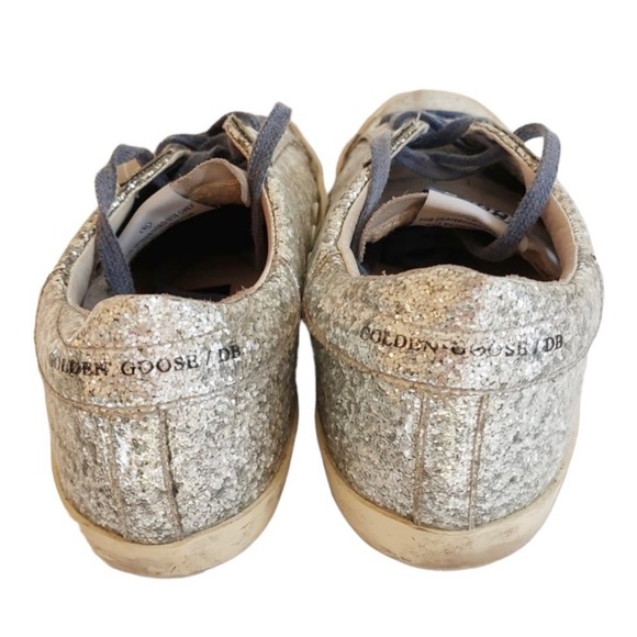 Golden Goose Superstar Blue Lace Silver Glitter Sneakers - Picture 6 of 10